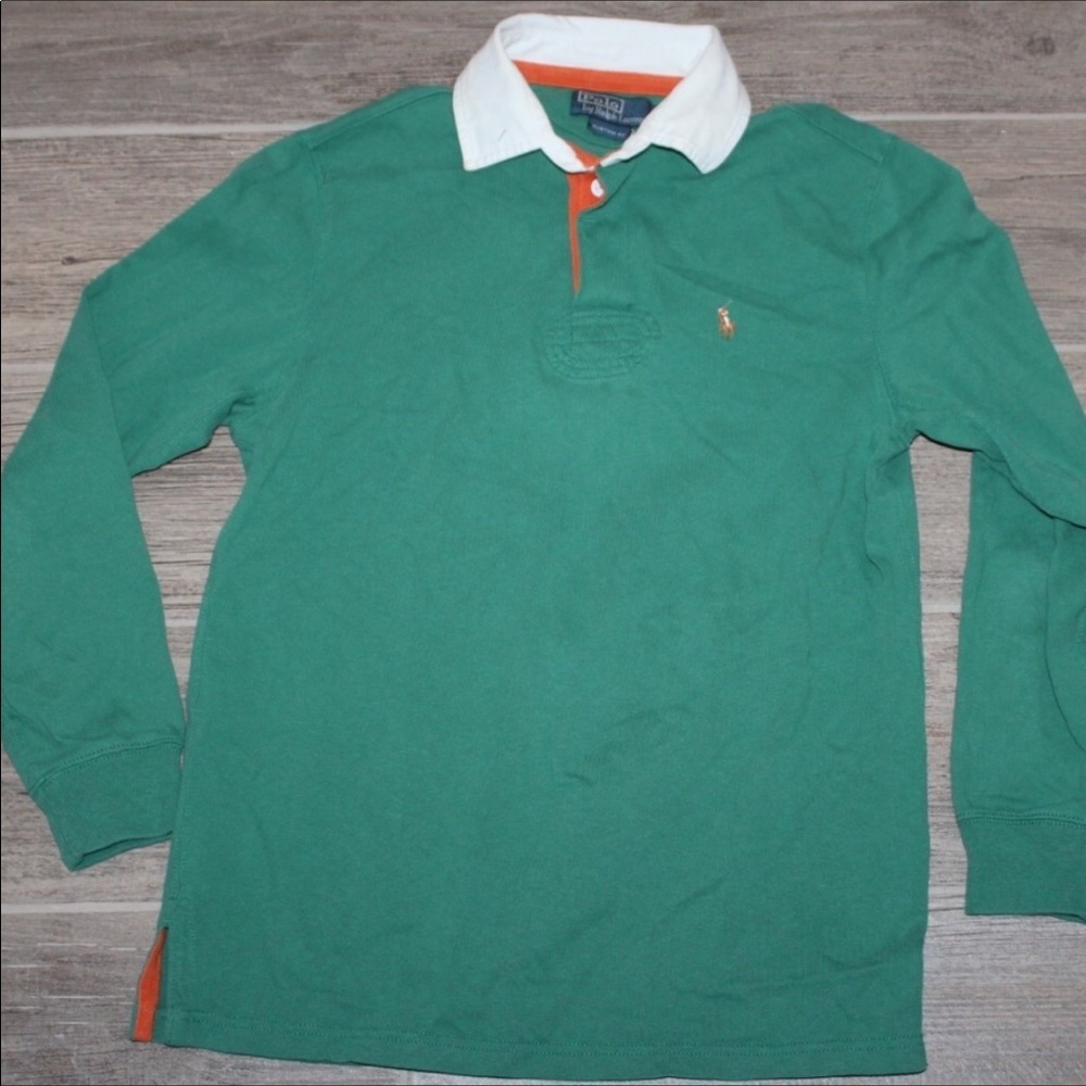 Green white collar Polo Ralph Lauren Rugby